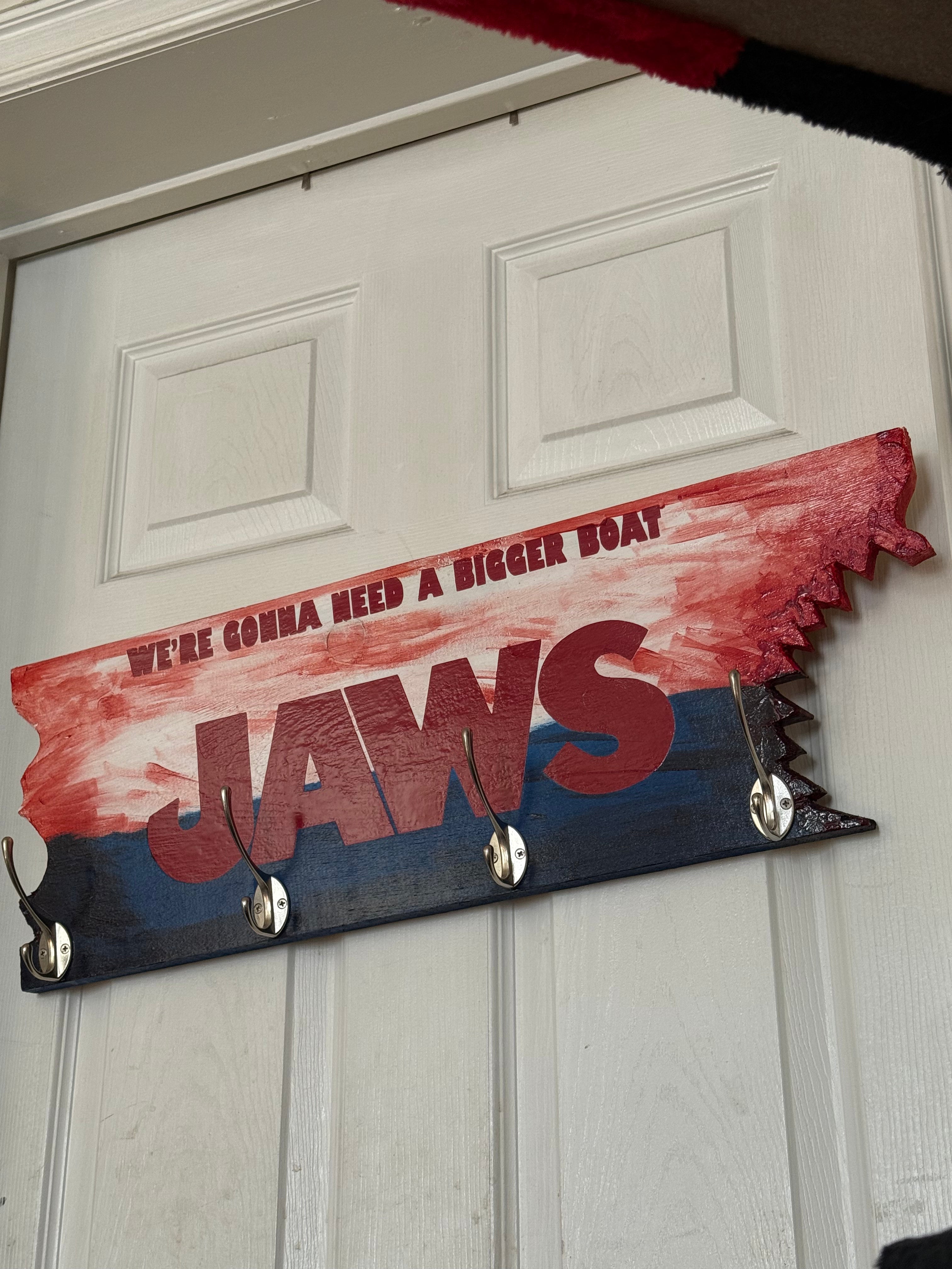 Jaws wooden hook plaque